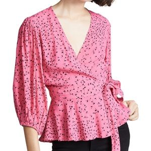 Ganni Pink Wrap Blouse